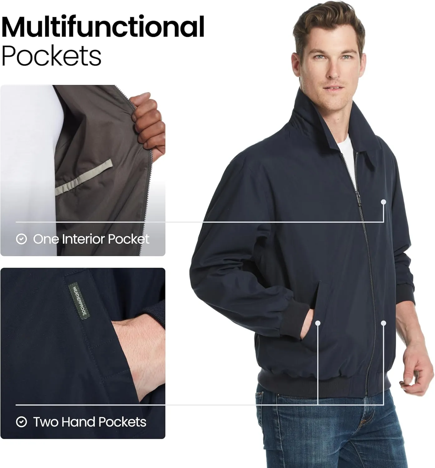 Weatherproof Men's Golf Jacket - Lightweight Windbreaker, Water-Resistant Microfiber Shell, Perfect for Golf & Casual Wear
