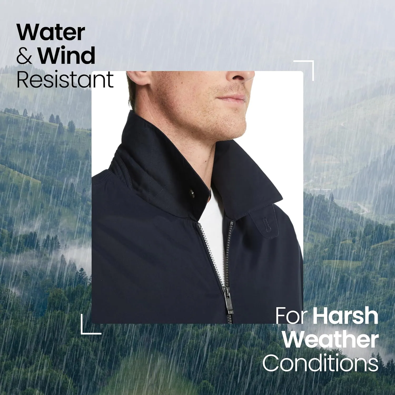 Weatherproof Men's Golf Jacket - Lightweight Windbreaker, Water-Resistant Microfiber Shell, Perfect for Golf & Casual Wear