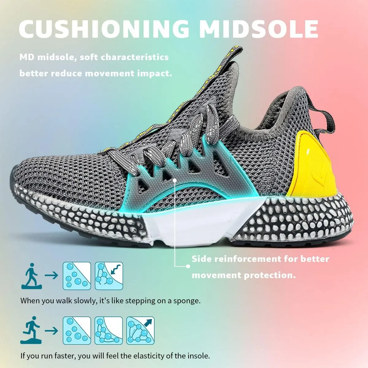 WETIKE Boy's Shoes Mesh Slip on Lightweight Running Sneakers