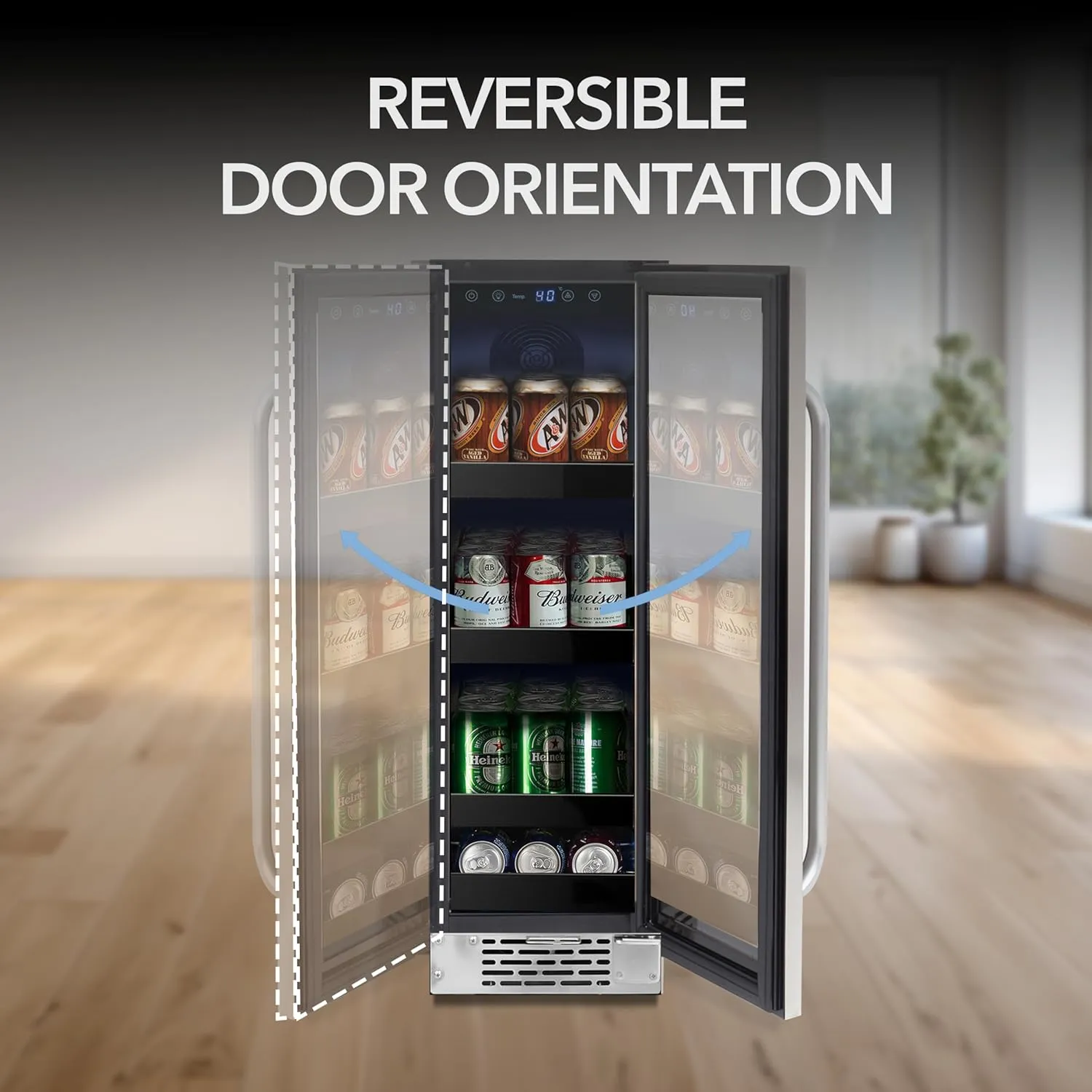 Whynter BBR-638SB Built-in Under Counter 12 inch Beverage Refrigerator and Cooler, Fridge with Glass Door, 2.0 Cubic Feet, Stainless, 75 Capacity, Can
