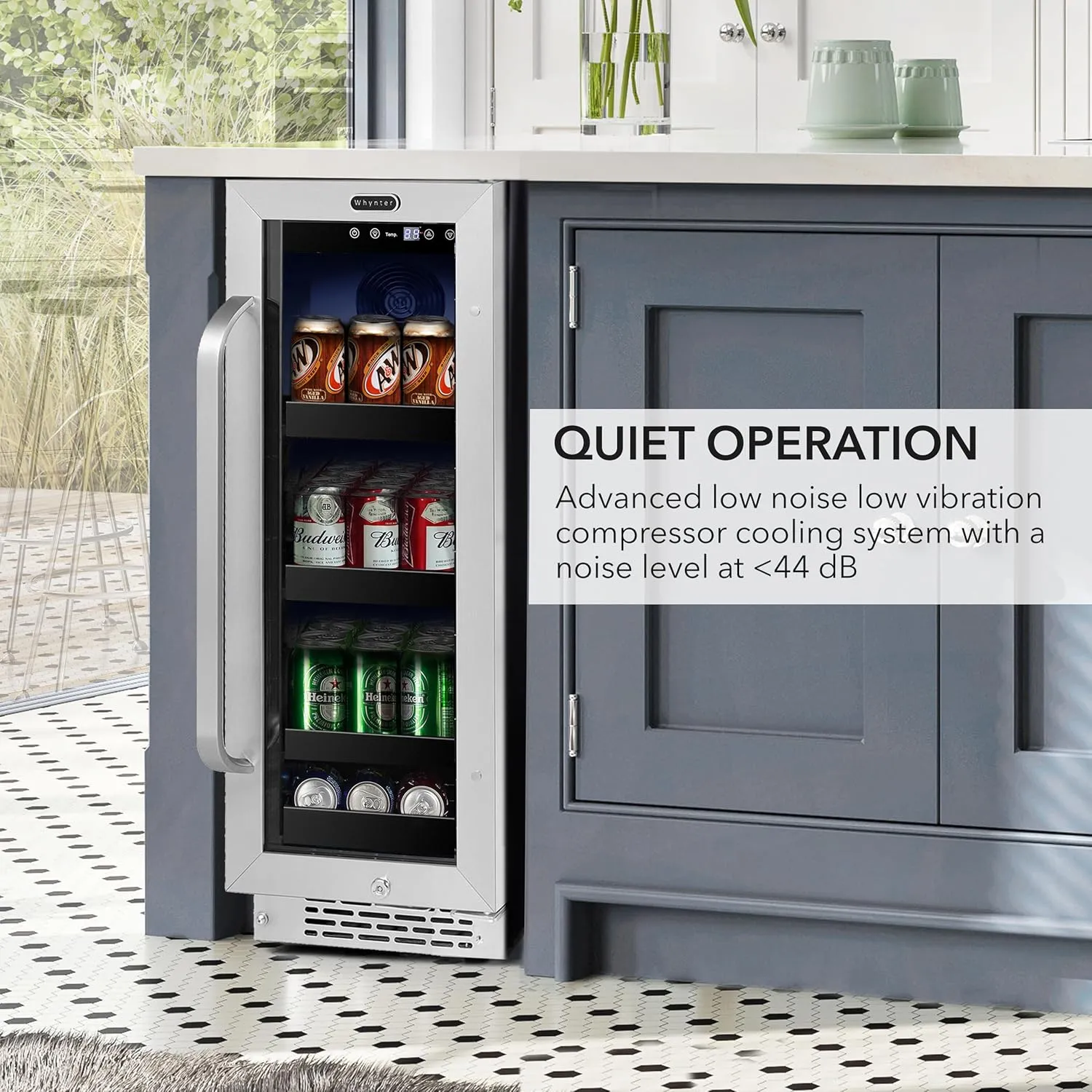 Whynter BBR-638SB Built-in Under Counter 12 inch Beverage Refrigerator and Cooler, Fridge with Glass Door, 2.0 Cubic Feet, Stainless, 75 Capacity, Can