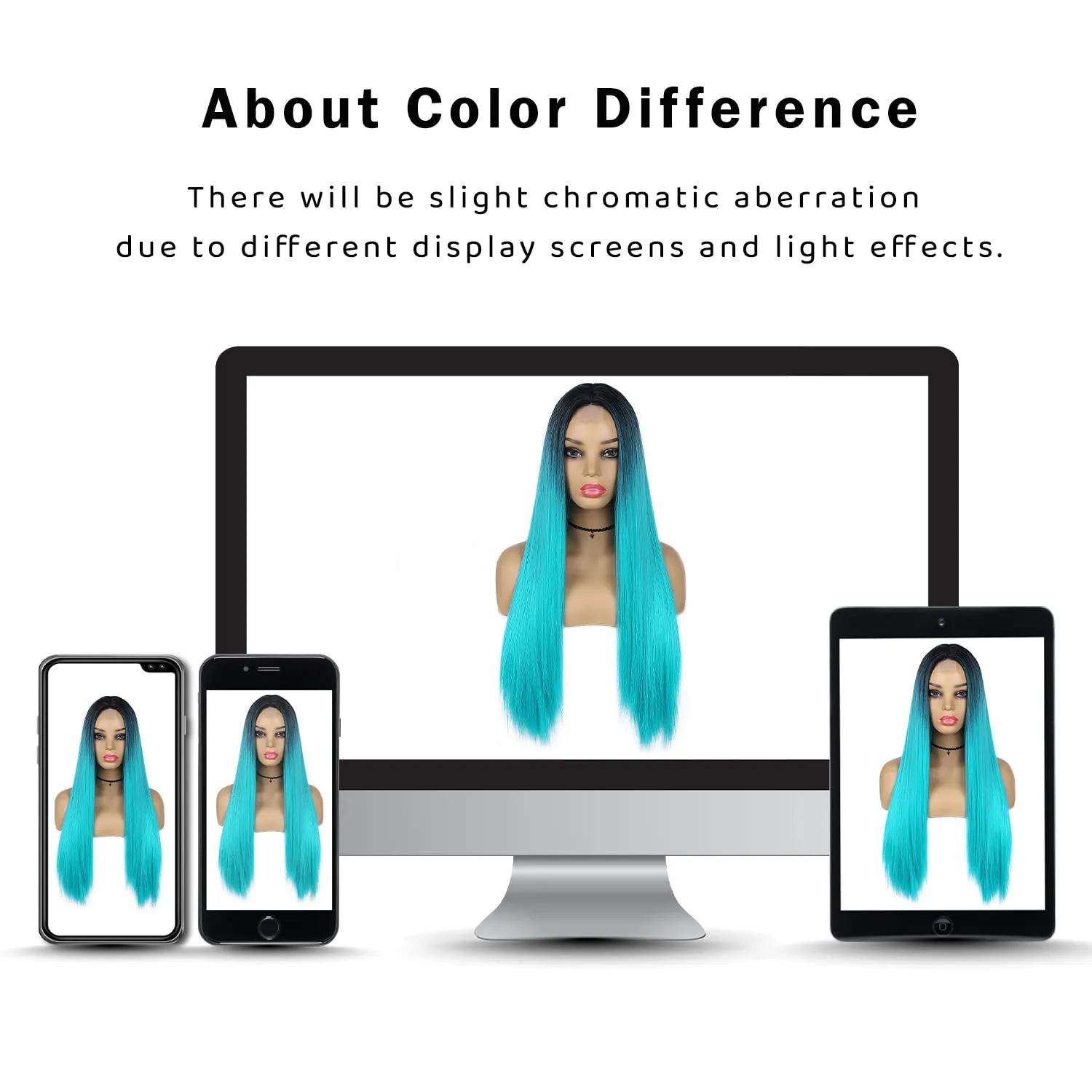 WIGER Straight Bluish Green Wig for Women Ombre Teal Blue Wigs Long Straight Turquoise Wig Hair Middle Part Heat Resistant Synthetic Blue Mermaid Wigs Cosplay Party Costume Wig