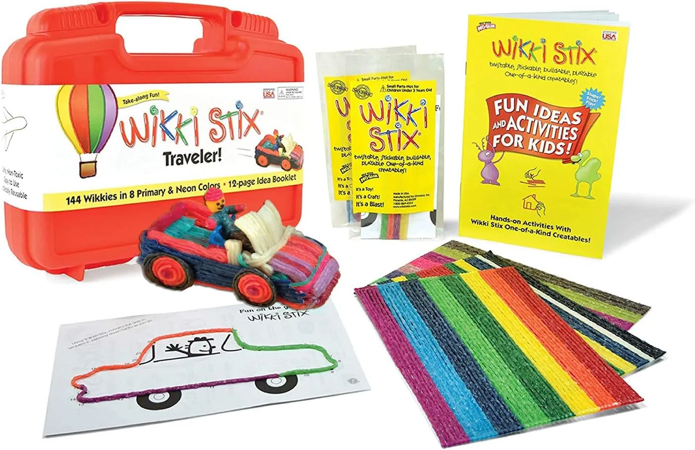 Wikki Stix Traveler, Kids Travel Essential, 144, Red Carrying Case