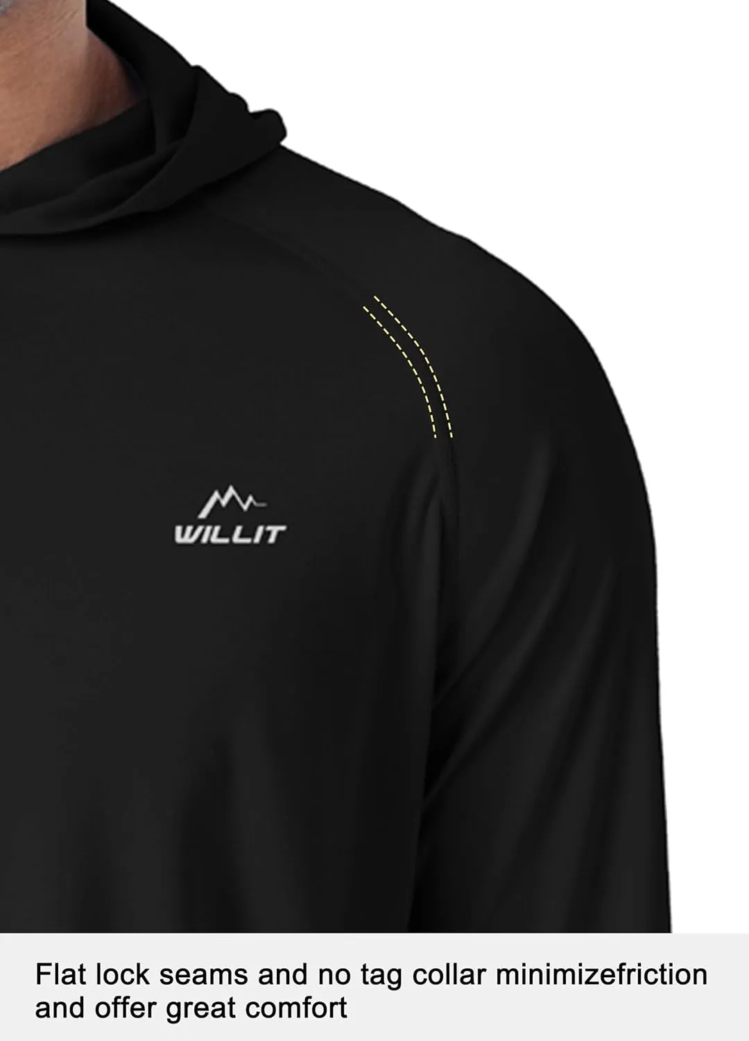 Willit Men's Sun Shirts UPF 50  Rash Guard Long Sleeve Sun Protection Hoodie SPF UV Fishing Lightweight Athletic Running