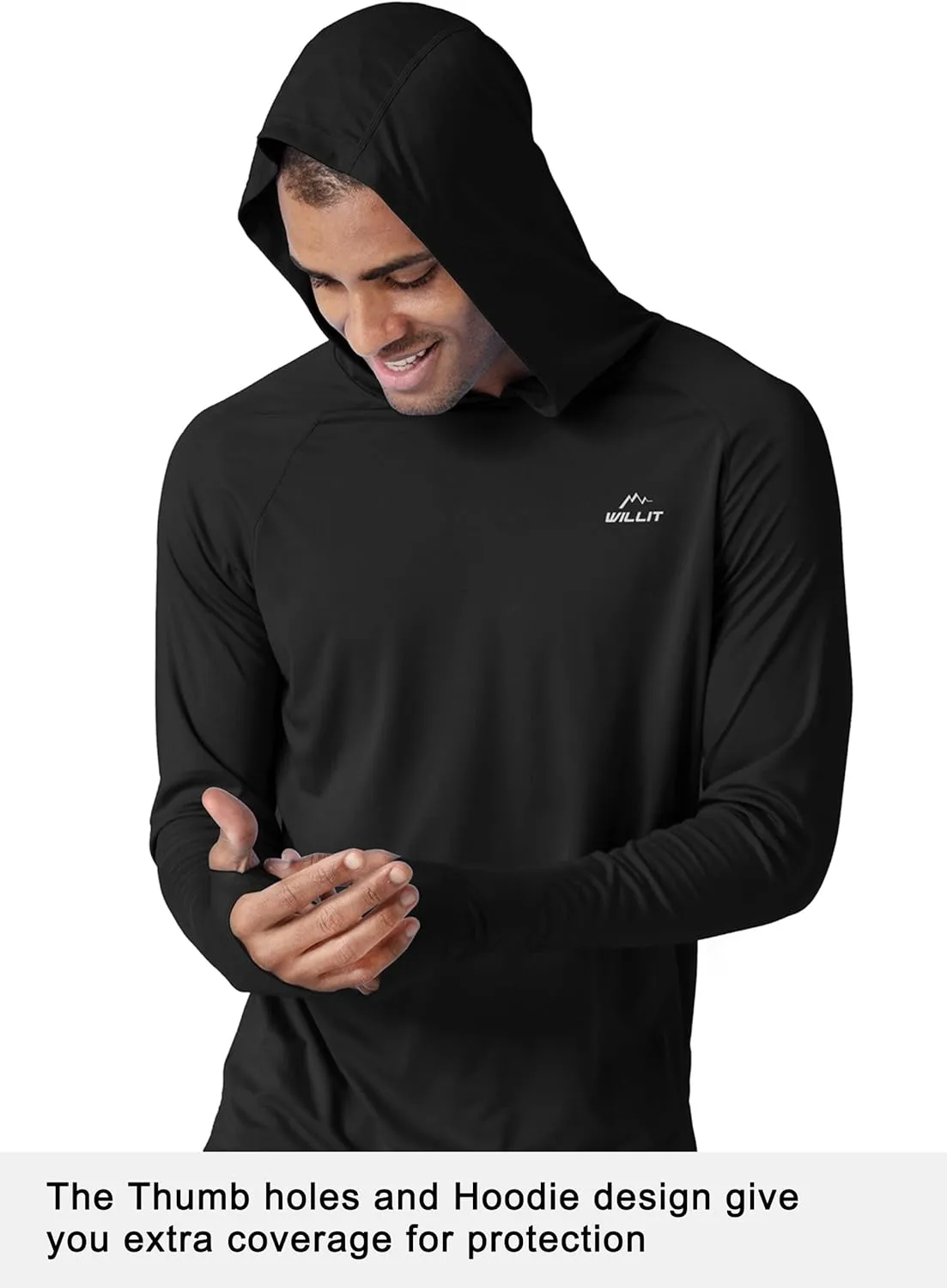 Willit Men's Sun Shirts UPF 50  Rash Guard Long Sleeve Sun Protection Hoodie SPF UV Fishing Lightweight Athletic Running