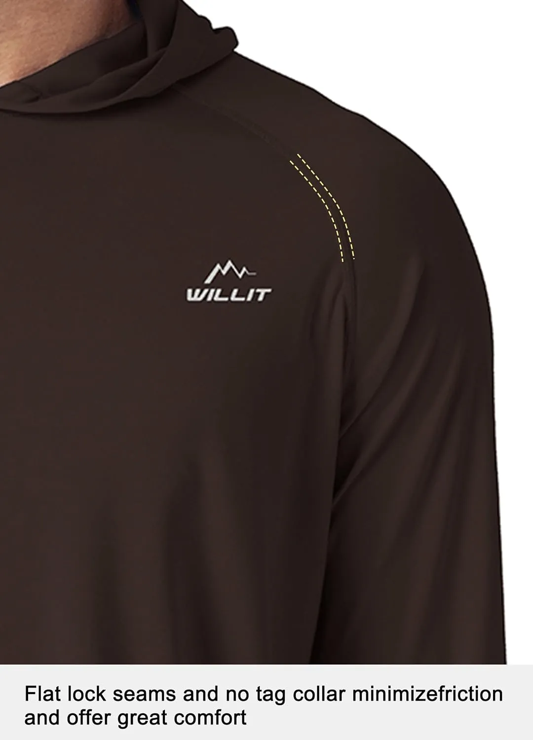Willit Men's Sun Shirts UPF 50  Rash Guard Long Sleeve Sun Protection Hoodie SPF UV Fishing Lightweight Athletic Running