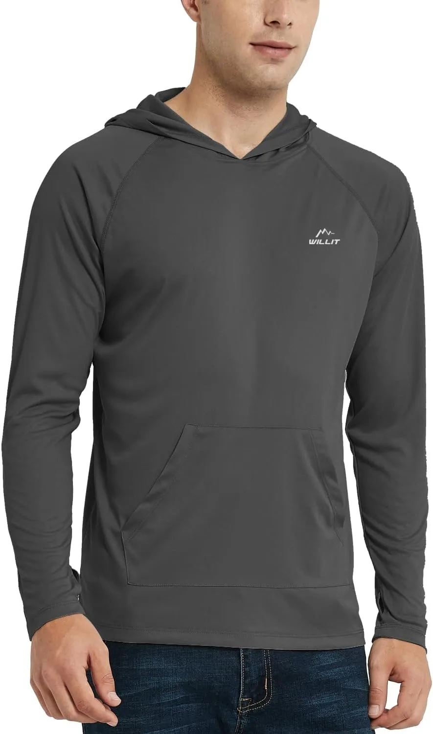 Willit Men's UPF 50  Sun Protection Hoodie Shirt Long Sleeve Rash Guard Fishing SPF Outdoor UV Shirt Lightweight Pocket