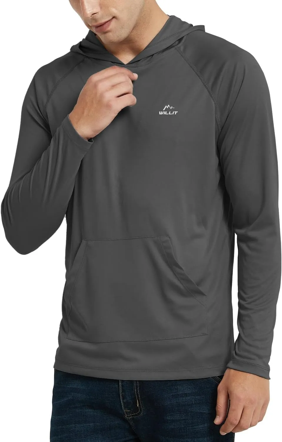 Willit Men's UPF 50  Sun Protection Hoodie Shirt Long Sleeve Rash Guard Fishing SPF Outdoor UV Shirt Lightweight Pocket