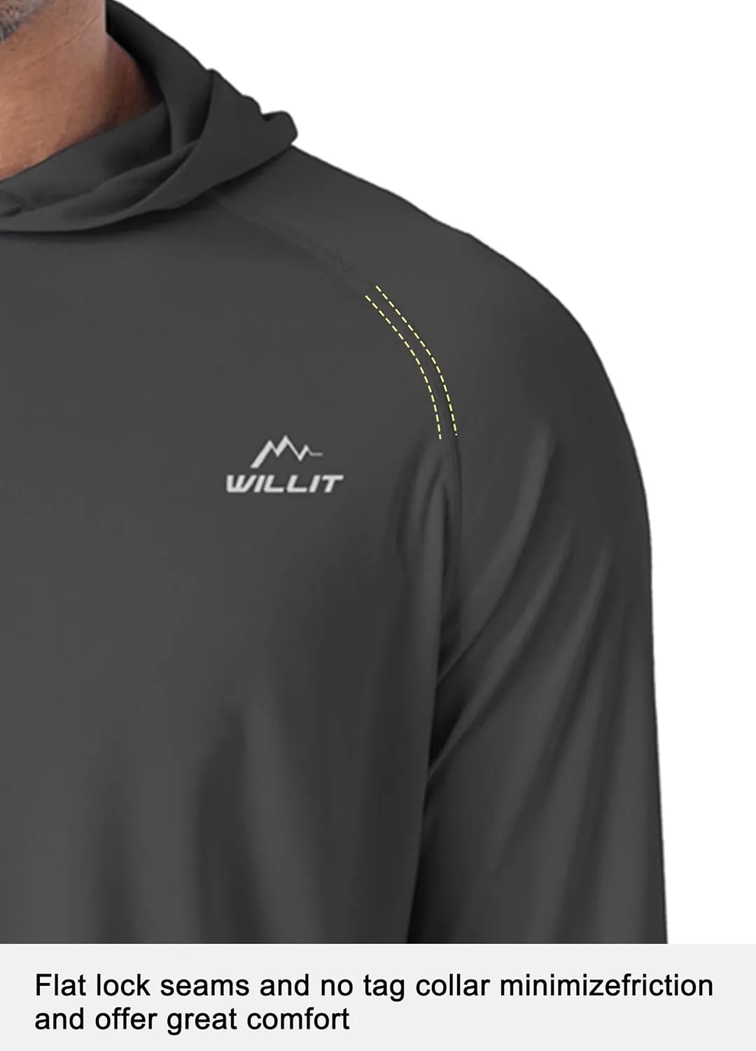 Willit Men's UPF 50  Sun Protection Hoodie Shirt Long Sleeve Rash Guard Fishing SPF Outdoor UV Shirt Lightweight Pocket