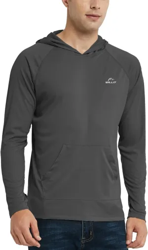 Willit Men's UPF 50  Sun Protection Hoodie Shirt Long Sleeve Rash Guard Fishing SPF Outdoor UV Shirt Lightweight Pocket
