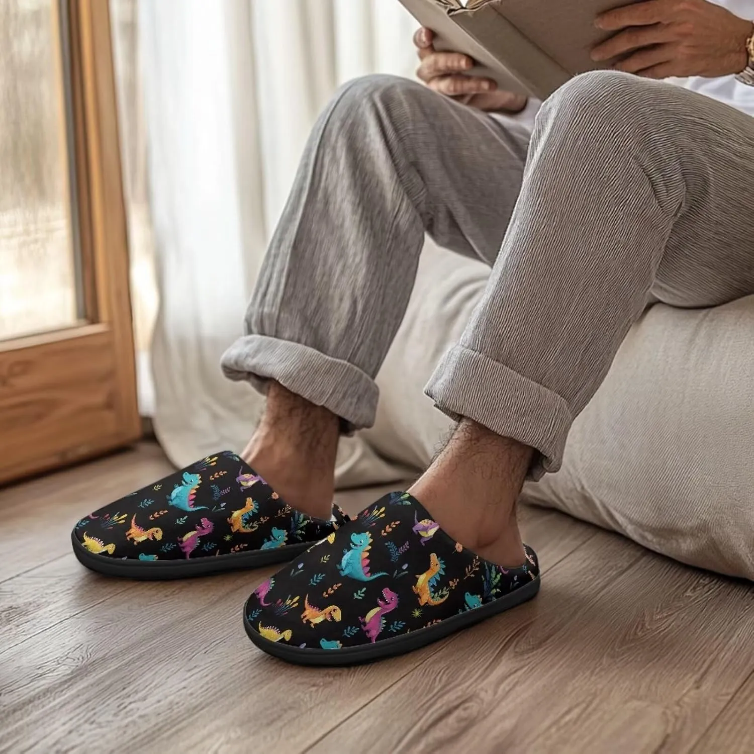 Winter Slippers for Women Men Lightweight Slip-on House Slippers Indoor Fluffy Shoes Size 34-50