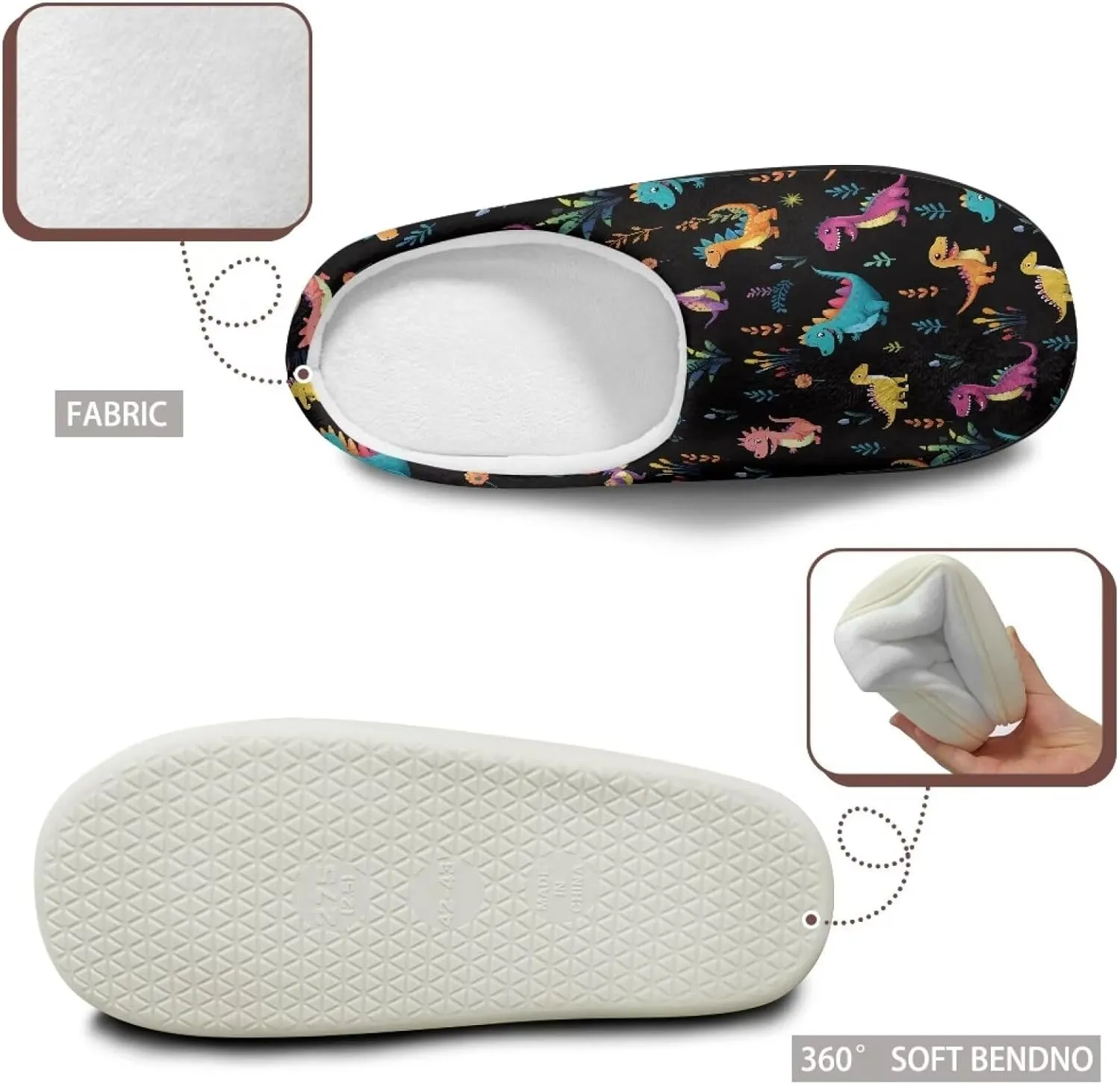 Winter Slippers for Women Men Lightweight Slip-on House Slippers Indoor Fluffy Shoes Size 34-50