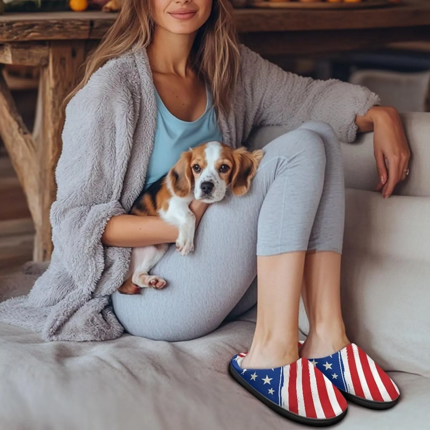 Winter Slippers for Women Men Lightweight Slip-on House Slippers Indoor Fluffy Shoes Size 34-50