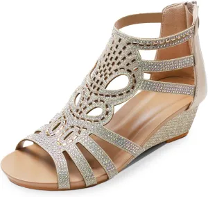WOJWSKI Women's Slide Wedge Sandal Open Toe High Heel Zipper Back Platform