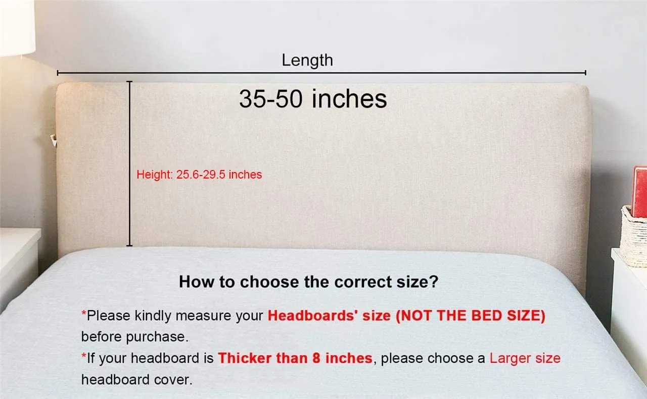 WOMACO Headboard Cover for Twin Full, Stretch Velvet Head Board Slipcover with Storage Pockets, Dustproof Bed Head Cover for Upholstered Headboard (Length (35" - 50"), Coffee)