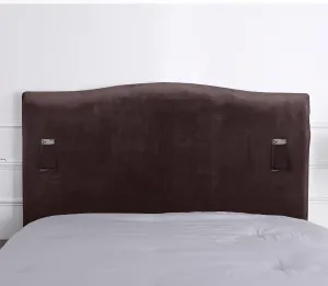 WOMACO Headboard Cover for Twin Full, Stretch Velvet Head Board Slipcover with Storage Pockets, Dustproof Bed Head Cover for Upholstered Headboard (Length (35" - 50"), Coffee)