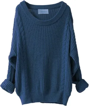 Women Cashmere Wool Autumn Winter Long Sweater Loose Vintage Soft Knit Jumper