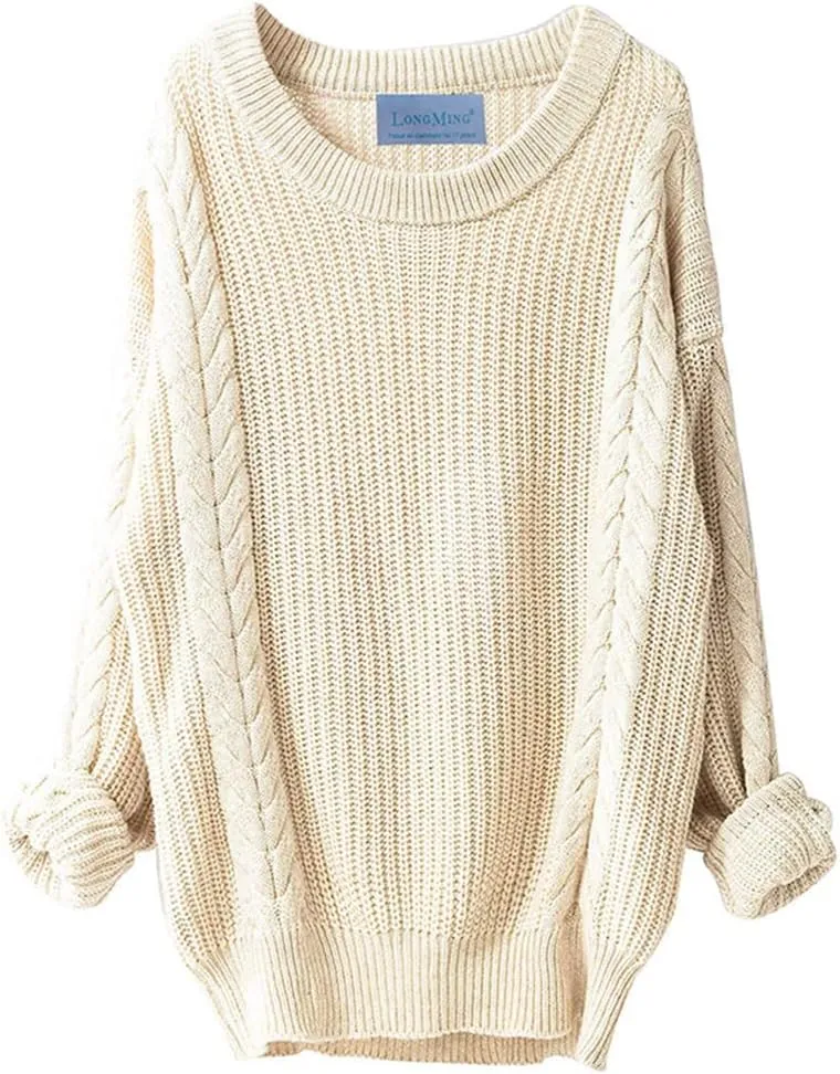 Women Cashmere Wool Autumn Winter Long Sweater Loose Vintage Soft Knit Jumper