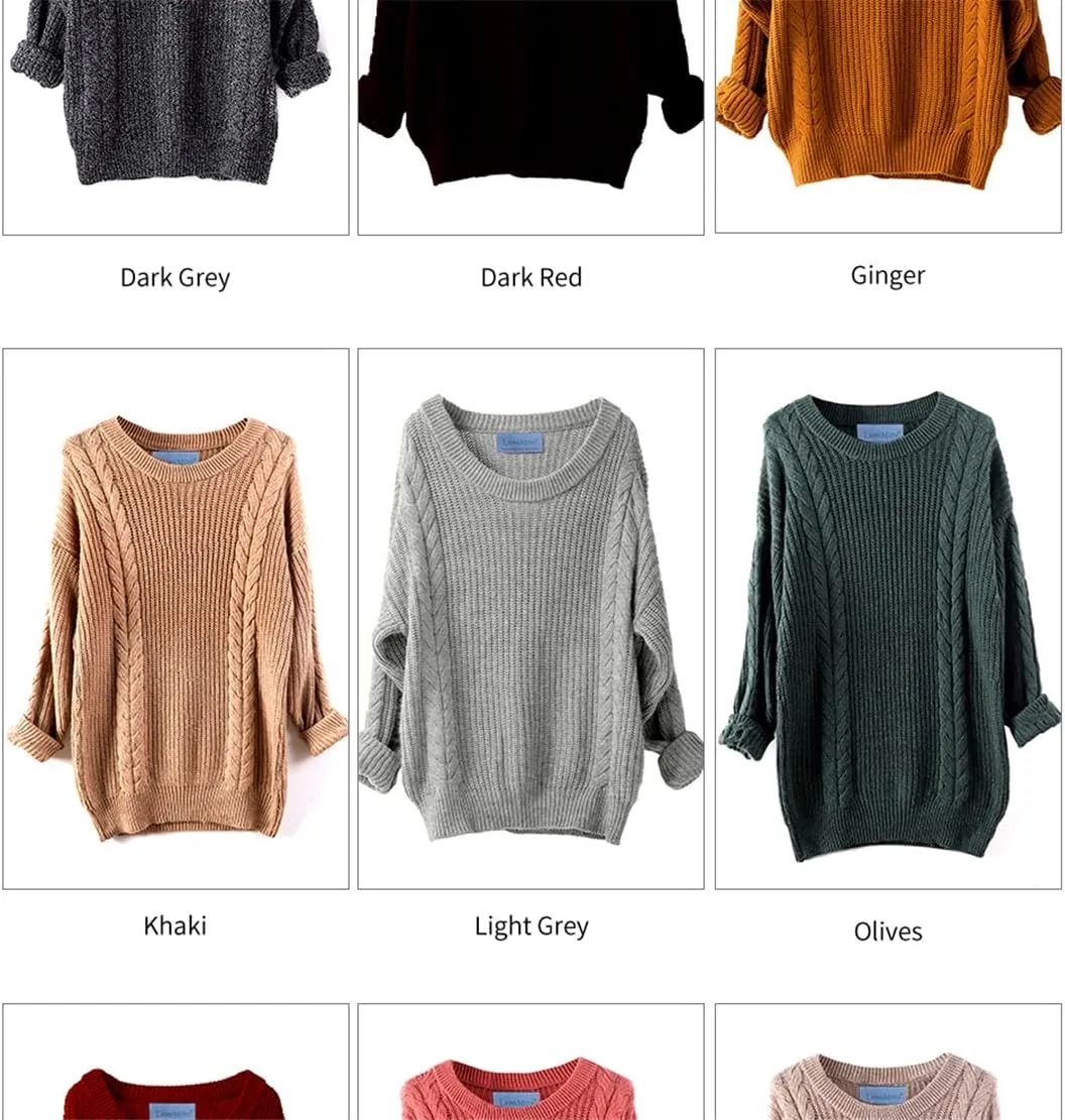 Women Cashmere Wool Autumn Winter Long Sweater Loose Vintage Soft Knit Jumper
