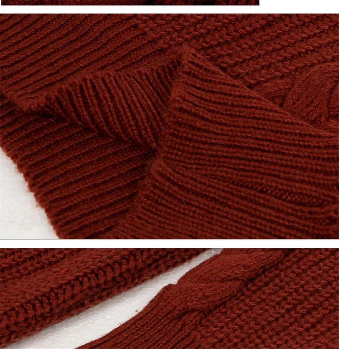 Women Cashmere Wool Autumn Winter Long Sweater Loose Vintage Soft Knit Jumper