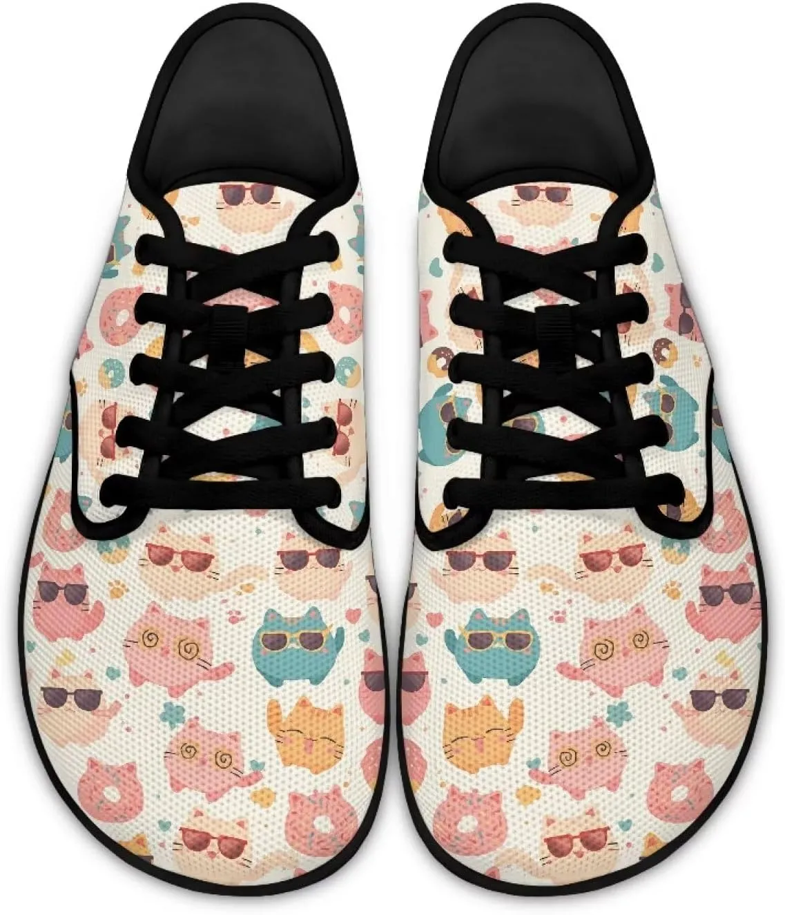 Women Comfortable Lace-Up Barefoot Shoes Lightweight Non Slip Sneakers Wide Toe Slip On Skate Shoe US Size 6-13.5 Black Sole