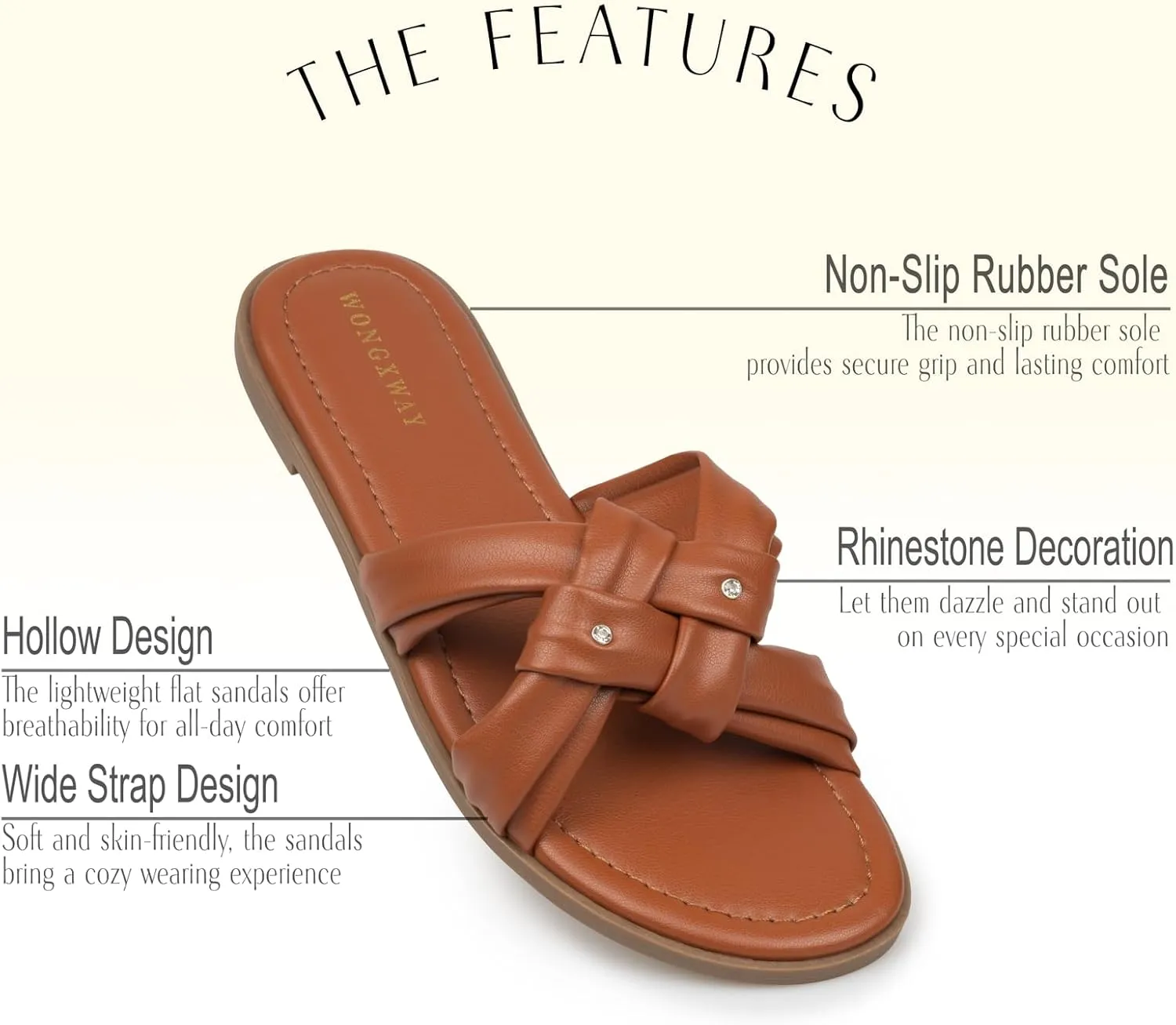 Women Dressy Sandals Strappy Knotted Slide Sandals Cute Comfy Open Toe Slip On Sandals