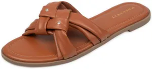 Women Dressy Sandals Strappy Knotted Slide Sandals Cute Comfy Open Toe Slip On Sandals
