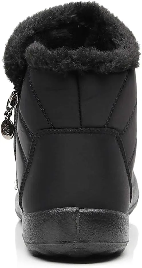 Women Men Lightweight Snow Boots Winter Anti-Slip Ankle Booties Waterproof Slip On Warm Fur Lined Sneaker