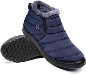 Women Men Lightweight Snow Boots Winter Anti-Slip Ankle Booties Waterproof Slip On Warm Fur Lined Sneaker