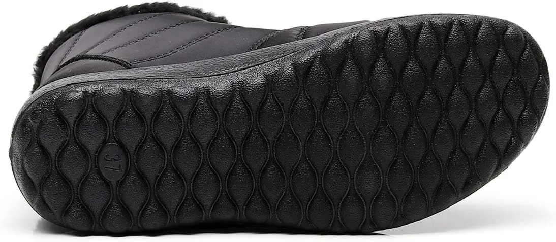 Women Men Lightweight Snow Boots Winter Anti-Slip Ankle Booties Waterproof Slip On Warm Fur Lined Sneaker