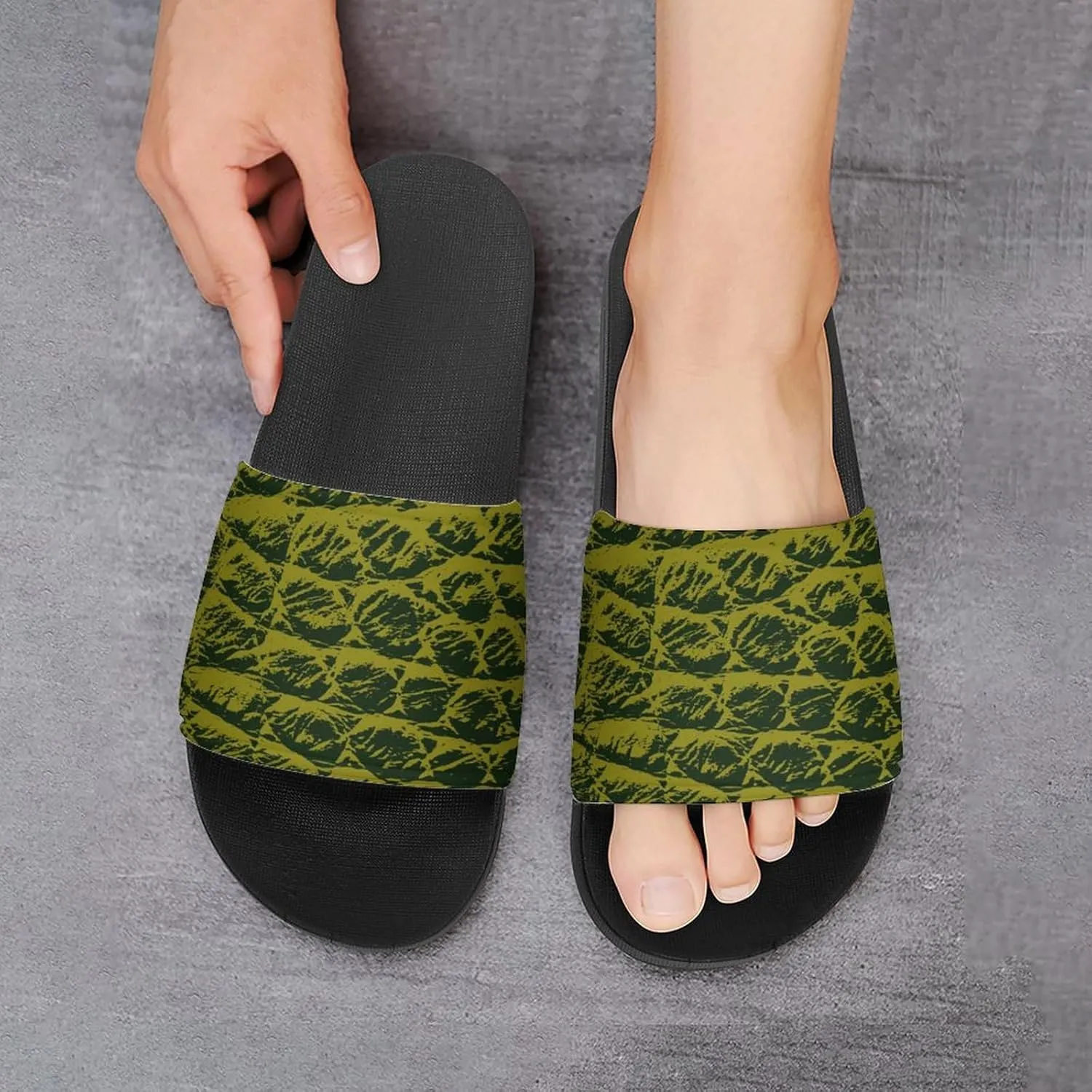 Women Men Slide Slippers Sandals Shower Home Beach House Shoes Gifts, Serpent Skin Snake