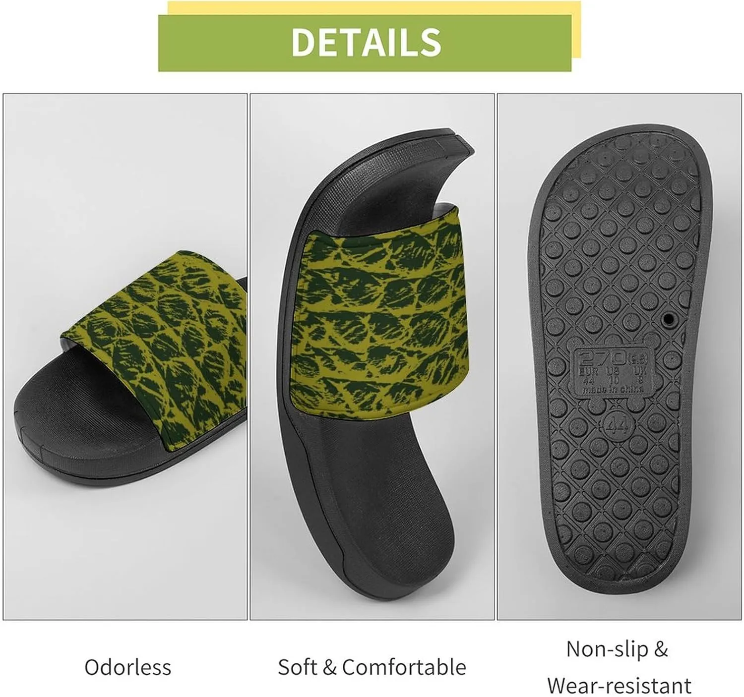 Women Men Slide Slippers Sandals Shower Home Beach House Shoes Gifts, Serpent Skin Snake