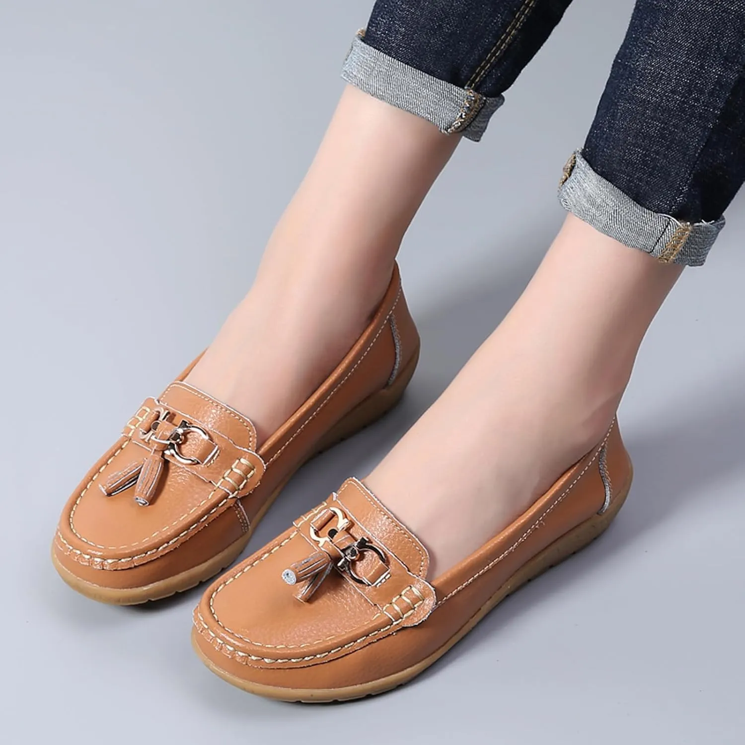 Women Penny Loafer Casual Comfort Slip on Shoes Walking Flat Driving Moccasins Wide Width Shoes Ladies