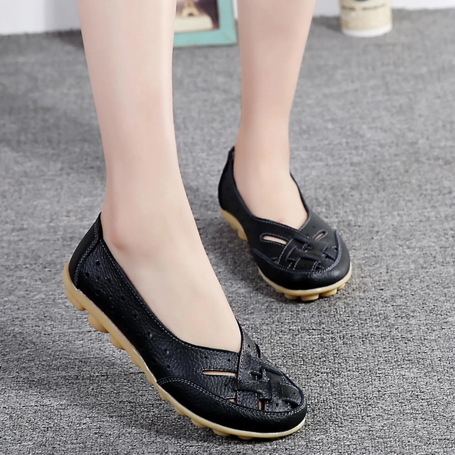 Women Penny Loafer Casual Comfort Slip on Shoes Walking Flat Driving Moccasins Wide Width Shoes Ladies