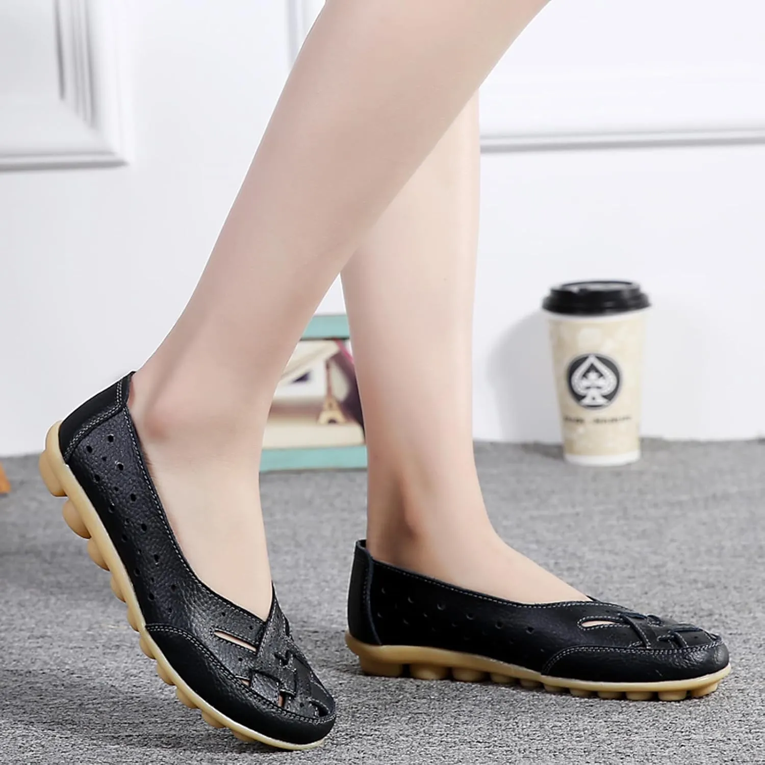 Women Penny Loafer Casual Comfort Slip on Shoes Walking Flat Driving Moccasins Wide Width Shoes Ladies
