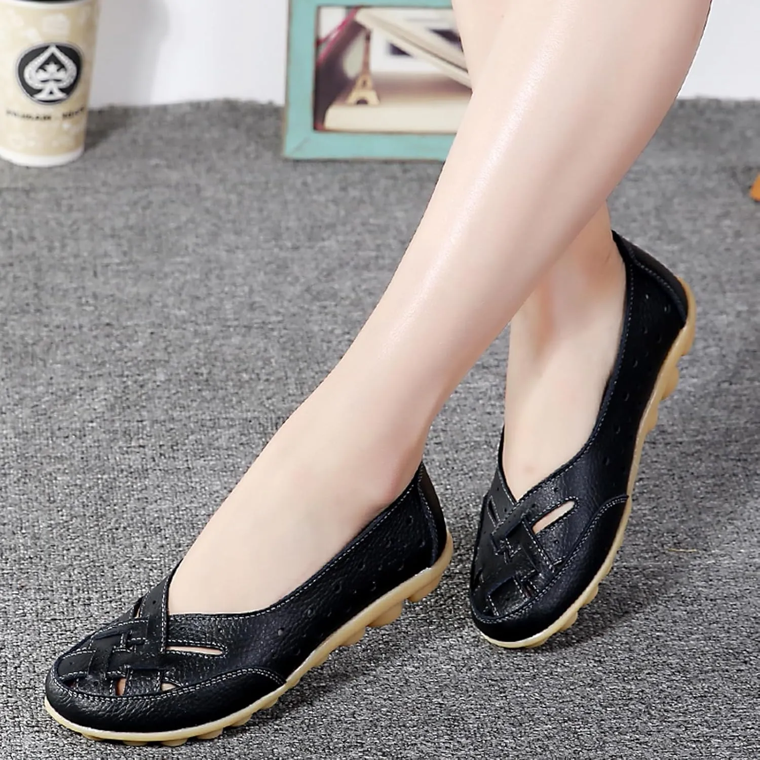 Women Penny Loafer Casual Comfort Slip on Shoes Walking Flat Driving Moccasins Wide Width Shoes Ladies