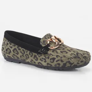 Women "TRAUSS" Leopard Slip On Moccasins