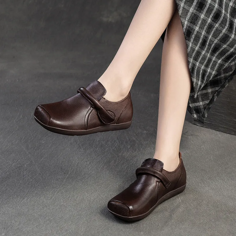 Women Retro Leather Soft Flat Casual Shoes