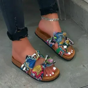 Women Slides  Straps Comfy Bow Slide Sandals