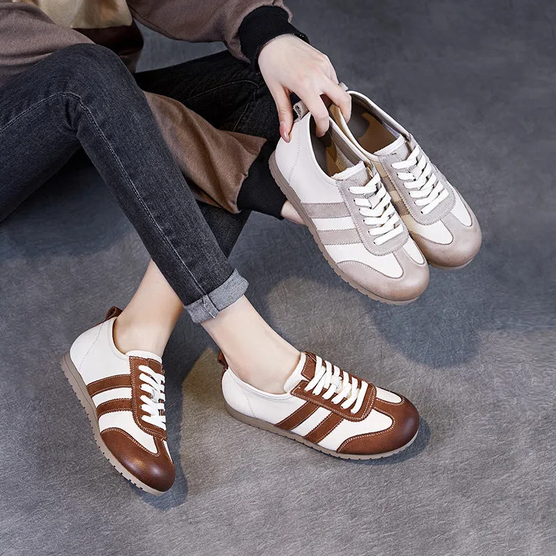 Women Soft Leather Training Flat Casual Shoes