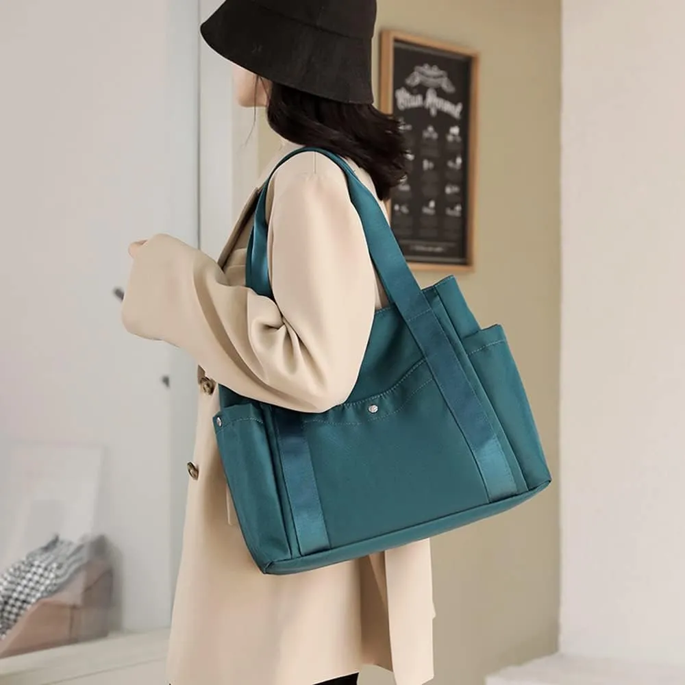 Women Tote Shoulder Handbag Water resistant Nylon Hobo Purse Multi Pocket Top Handle Shopper Shoulder Bag