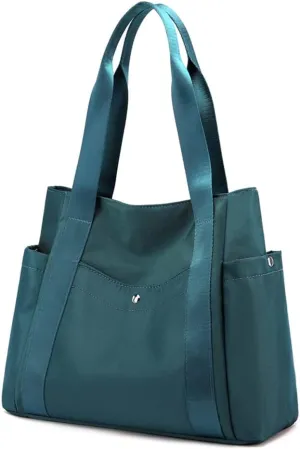 Women Tote Shoulder Handbag Water resistant Nylon Hobo Purse Multi Pocket Top Handle Shopper Shoulder Bag