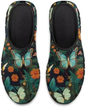 Womens Athletic Shoes Flowers Print Sports Shoes Slip-on Air Mesh Lightweight Sneakers Running Flats
