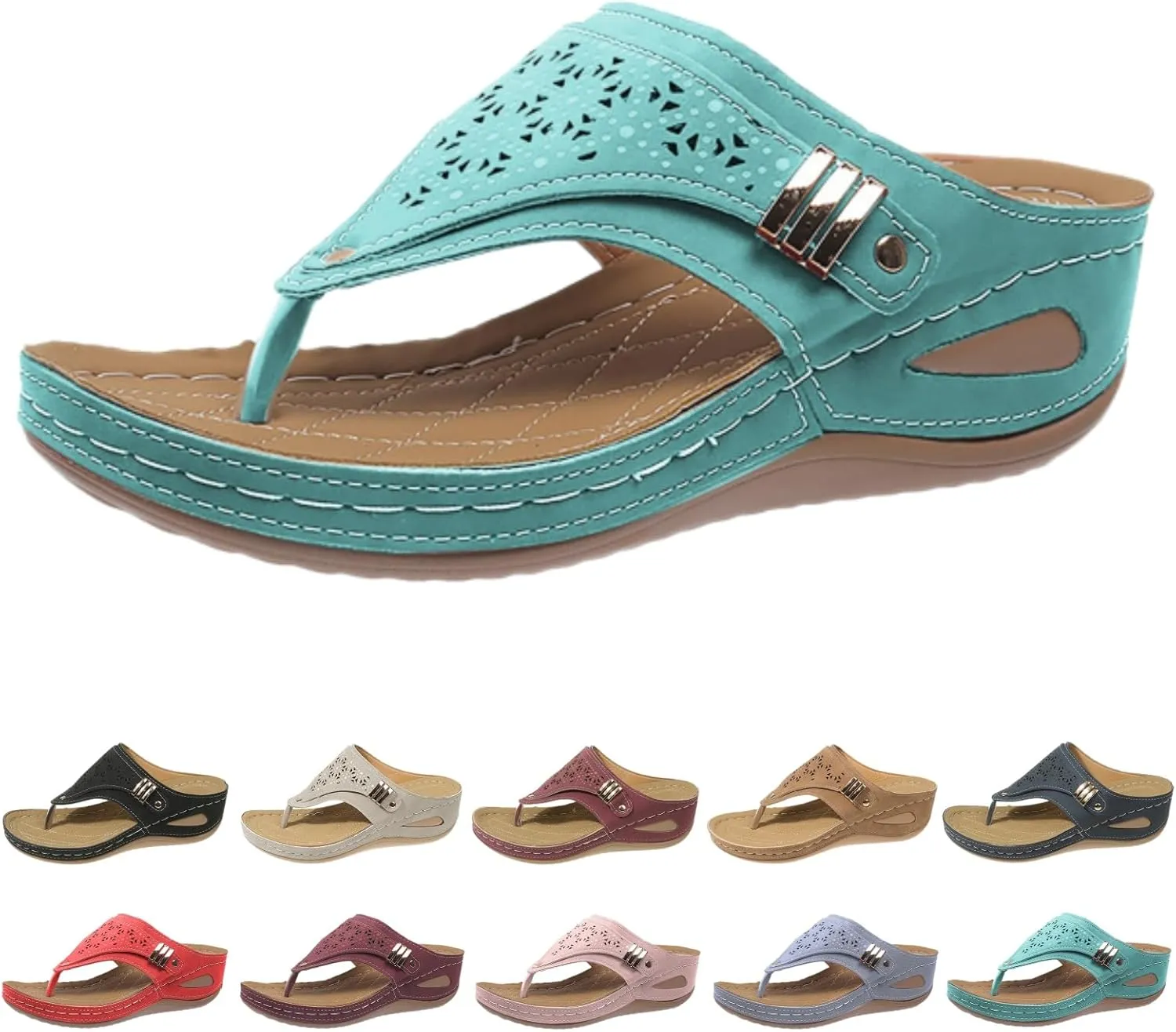 Womens Avylays Orthopedic Sandals,Breathable Mesh Hollow Sports Sandals,Orthopedic Flip-Flops Summer Casual Sandals with Non-Slip Sole,Rhinestones Wedge Heel Thick-Soled Slippers Women