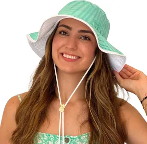 Women’s Beach Hat with Wide Brim Packable for Travel, UV Protection UPF50  Tropical Summer Hat Pineapple Cord Lock Bucket Hat
