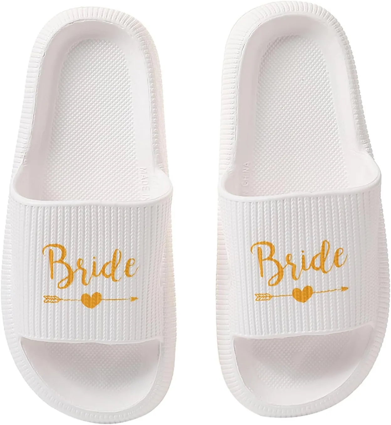 Women's Bride Slippers - White I DO Bride Slide Sandals for Bachelorette Party & Bridal Shower
