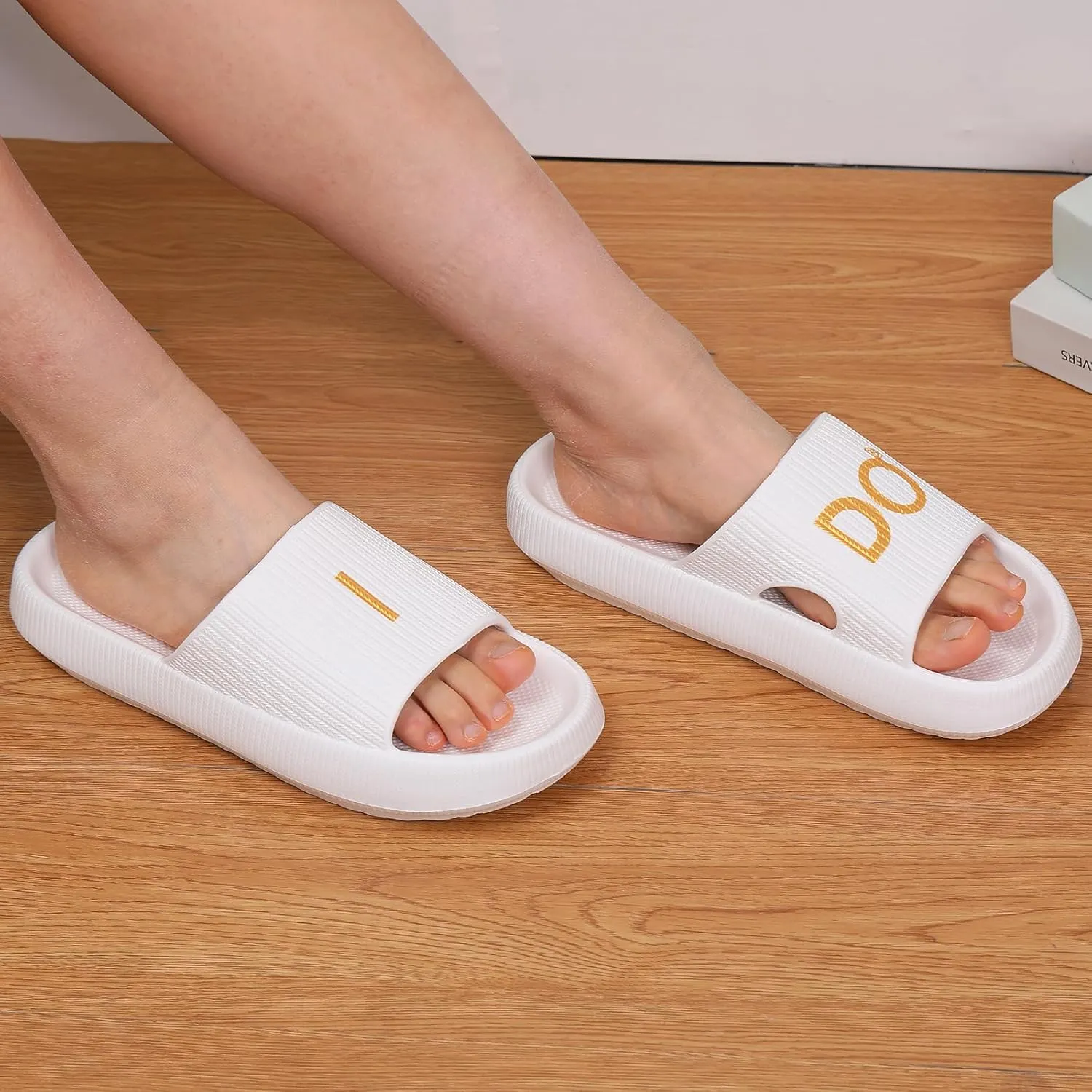 Women's Bride Slippers - White I DO Bride Slide Sandals for Bachelorette Party & Bridal Shower