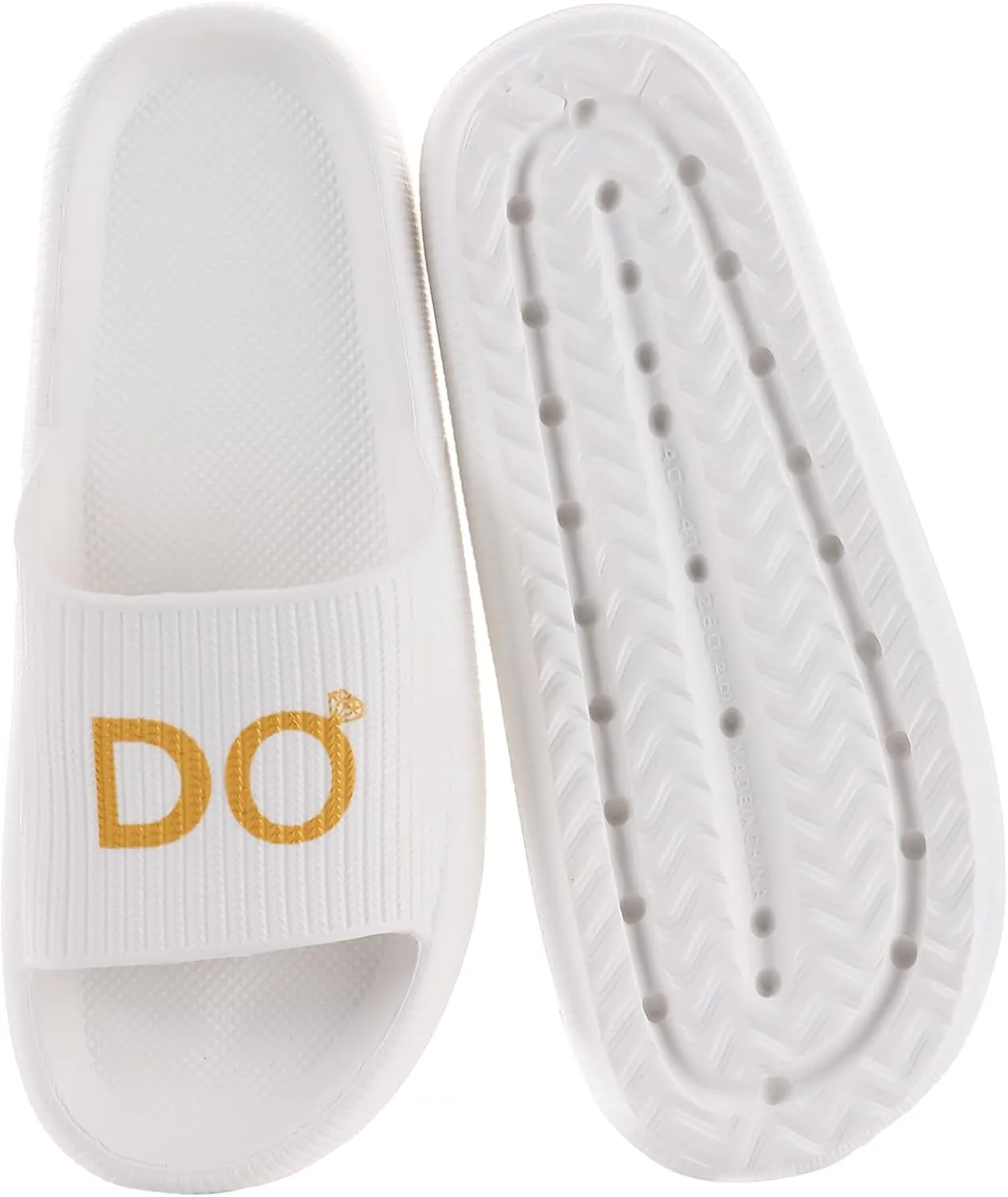 Women's Bride Slippers - White I DO Bride Slide Sandals for Bachelorette Party & Bridal Shower