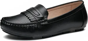 Women's Business Loafers Work Casual Flats Shoes Lightweight Penny PU Leather Slip On Walking Shoes