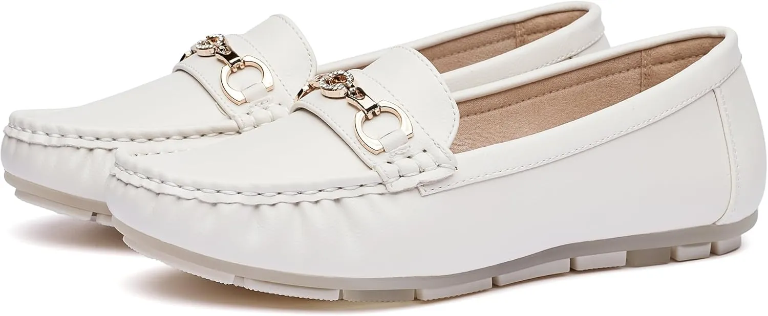 Women's Business Loafers Work Casual Flats Shoes Lightweight Penny PU Leather Slip On Walking Shoes